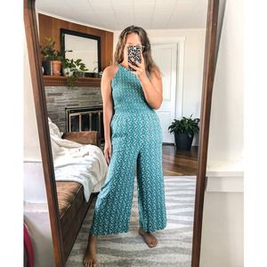 LOFT NWT | Women's Size 8 Green Floral Sleeveless Full Length Wide Leg Jumpsuit